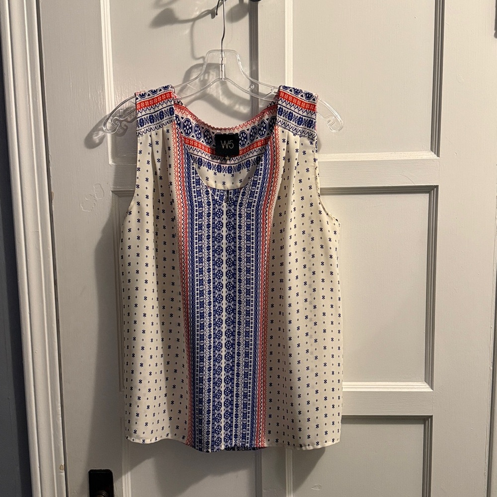 W5 Blue and Red Patterned Top